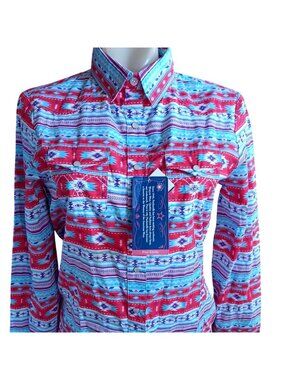 Womens Small Cowgirl Shirt Western Snap Southwestern Panhandle Light Turquoise